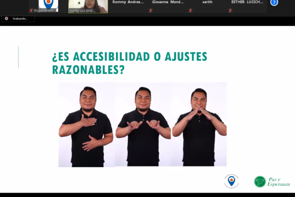 Imagen interprete de señas y texto que se pregunta si esa imagen es accesibilidad o ajustes razonables